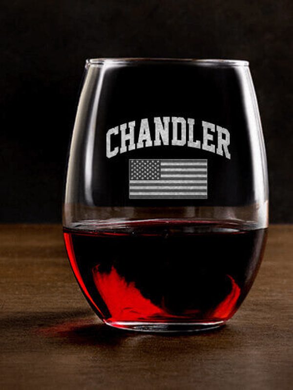 American Varsity : Stemless Wine Glasses - Engraved