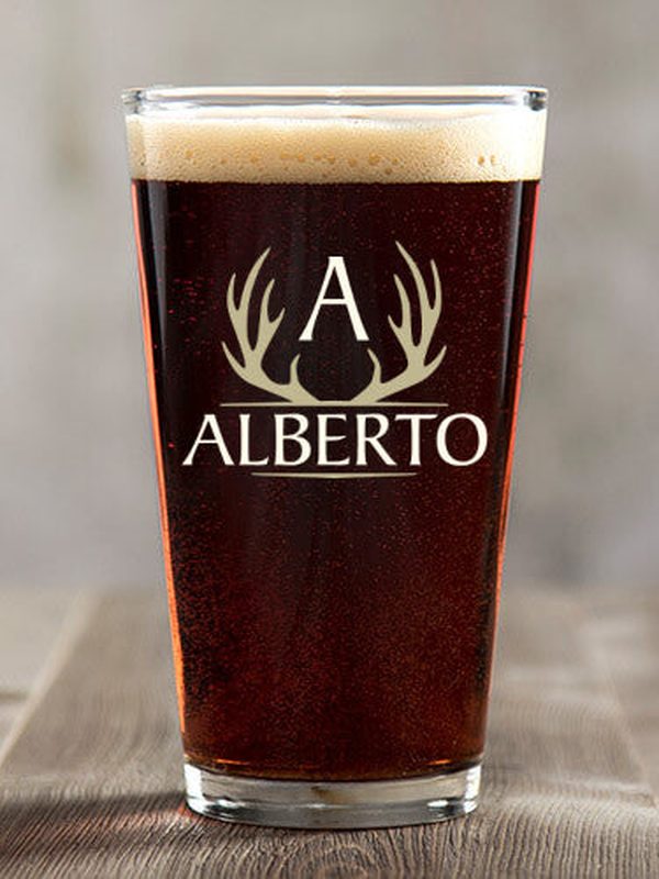 Antler Monogram : Pint Glasses - Color Printed
