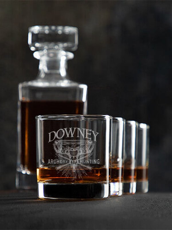 Archery Hunting : Decanter Rocks Glass Gift Sets - Engraved