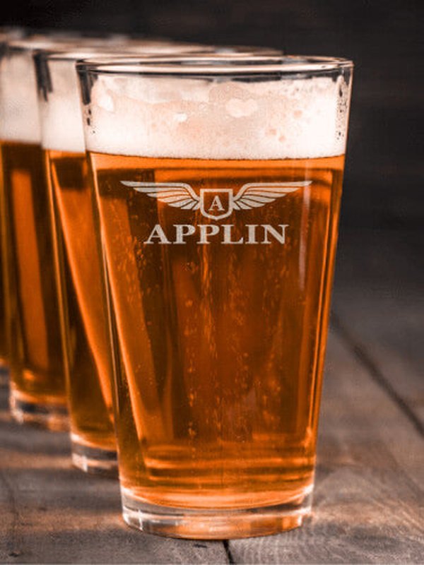 Aviation Monogram : Pint Glasses - Engraved