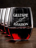 Aviation : Stemless Wine Glasses - Engraved