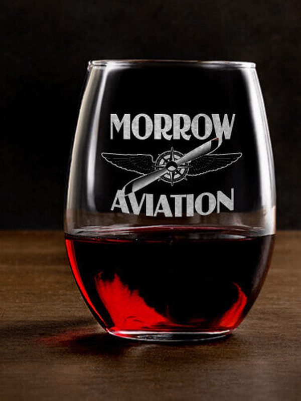 Aviation : Stemless Wine Glasses - Engraved