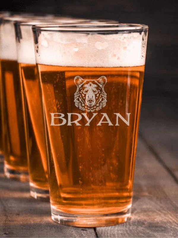 Bear : Pint Glasses - Engraved
