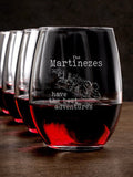 Best Adventures : Stemless Wine Glasses - Engraved