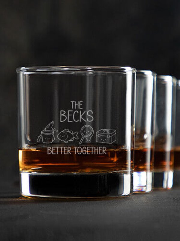 Better Together Fishing : Rocks Glasses - Engraved