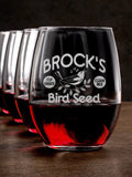 Bird Seed : Stemless Wine Glasses - Engraved