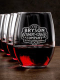 Candy Cane Company : Stemless Wine Glasses - Engraved