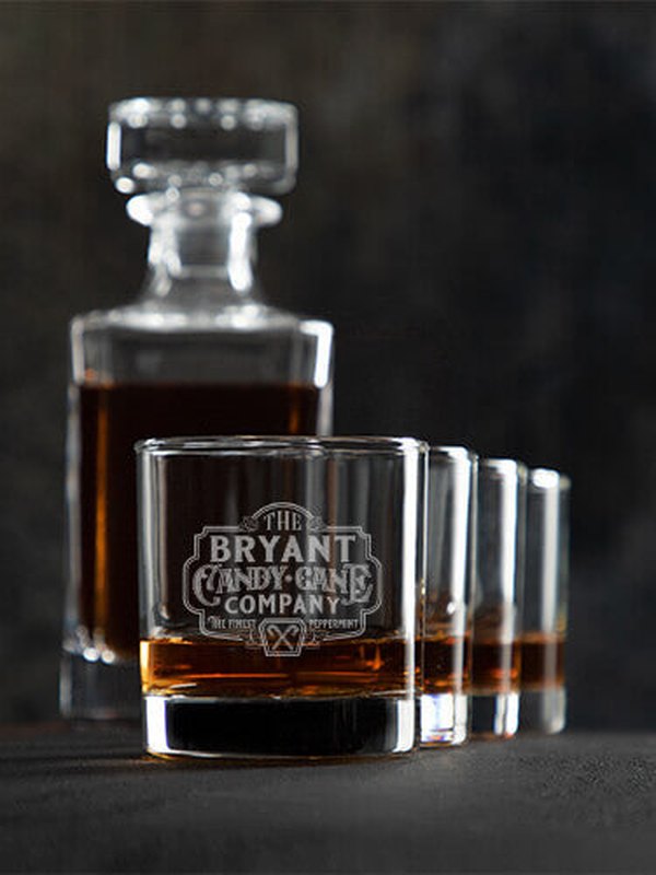 Candy Cane Company : Decanter Rocks Glass Gift Sets - Engraved