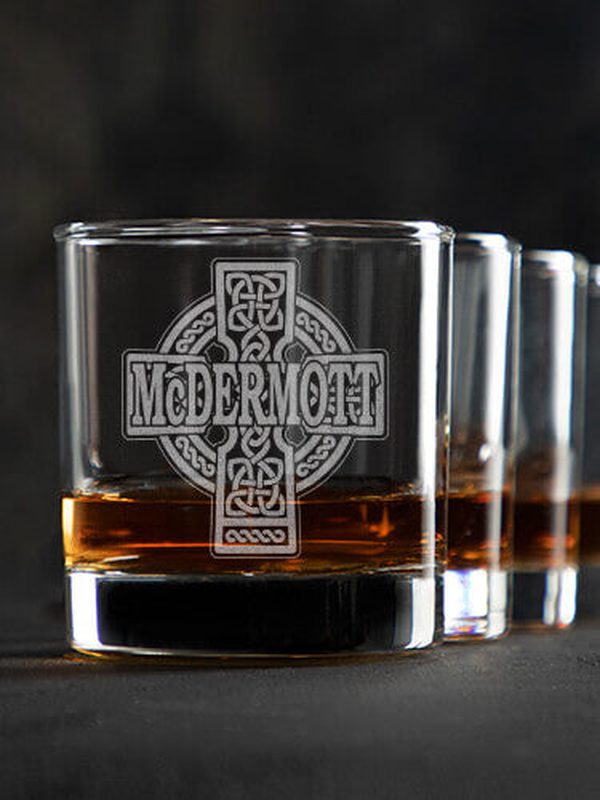 Celtic Stone Cross : Rocks Glasses - Engraved