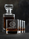 Celtic Wreath Monogram : Decanter Rocks Glass Gift Sets - Engraved
