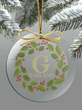 Christmas Monogram : 4 Inch Round Glass Ornament