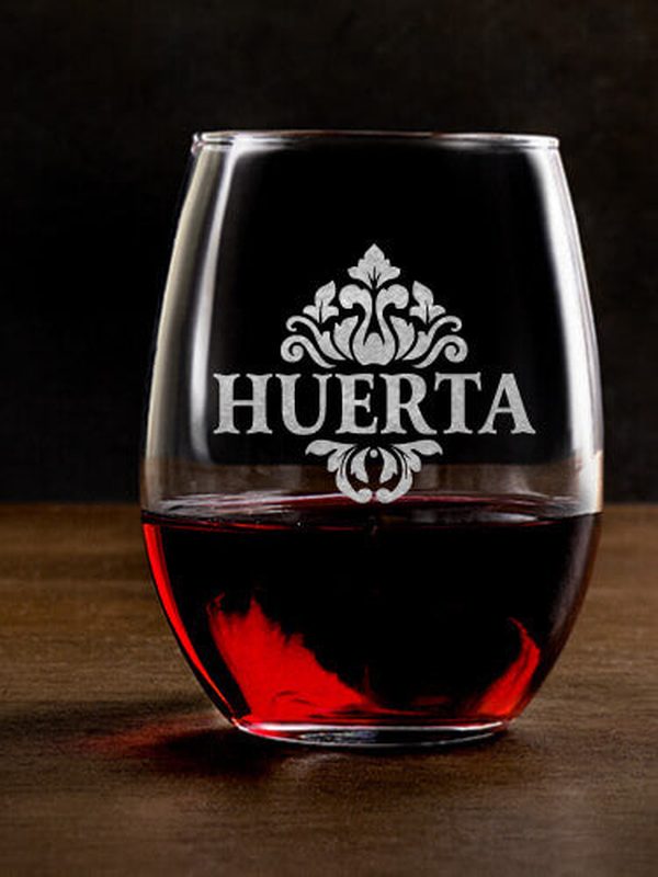 Classic Filigree : Stemless Wine Glasses - Engraved