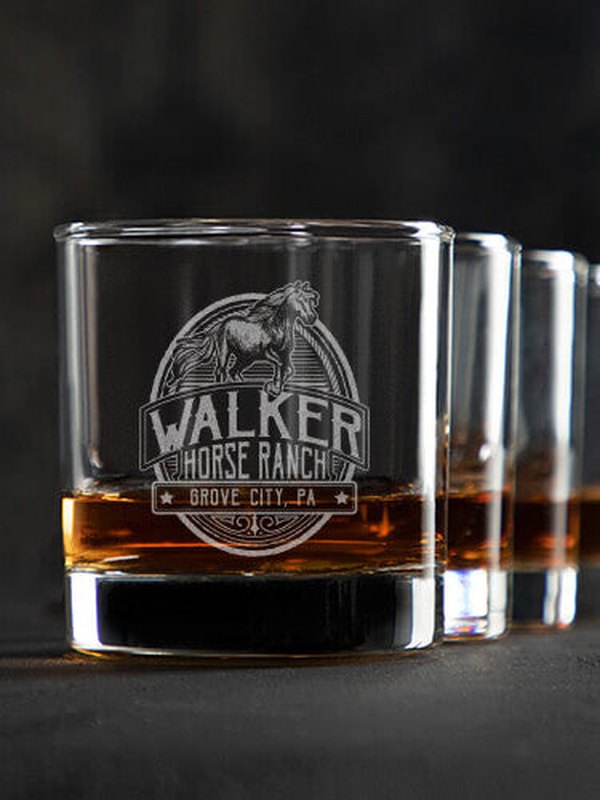 Classic Horse Ranch : Rocks Glasses - Engraved