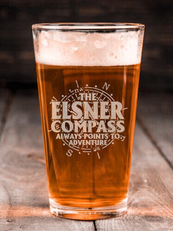 Compass : Pint Glasses - Engraved