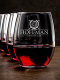 Country Club : Stemless Wine Glasses - Engraved