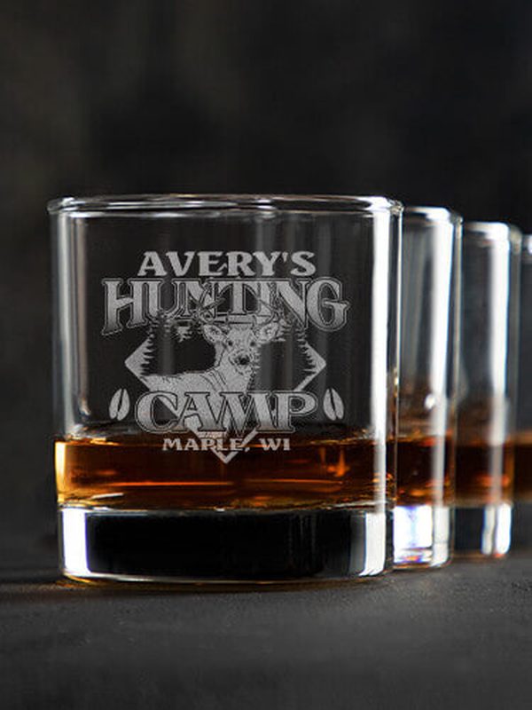 Deer Hunting Camp : Rocks Glasses - Engraved