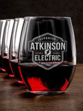 Electric : Stemless Wine Glasses - Engraved