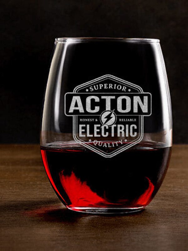 Electric : Stemless Wine Glasses - Engraved