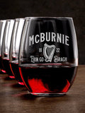 Erin Go Bragh : Stemless Wine Glasses - Engraved