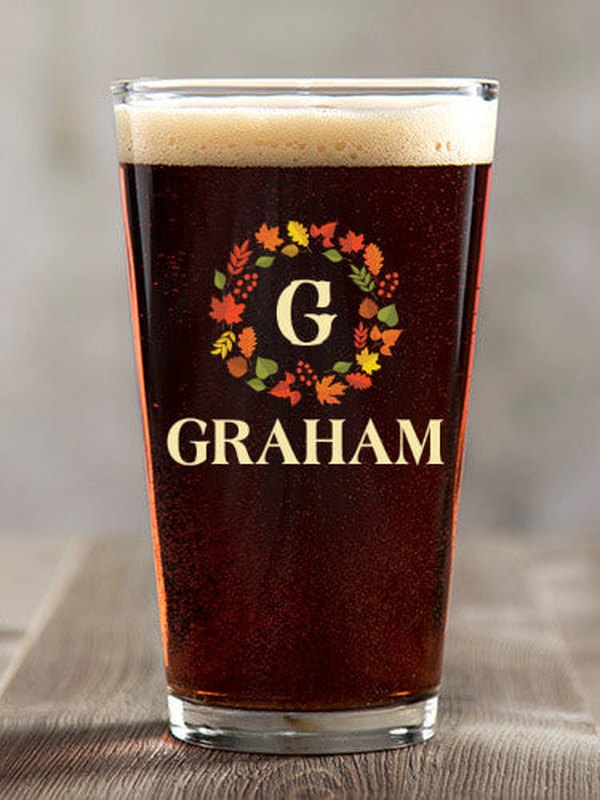 Fall Monogram : Pint Glasses - Color Printed