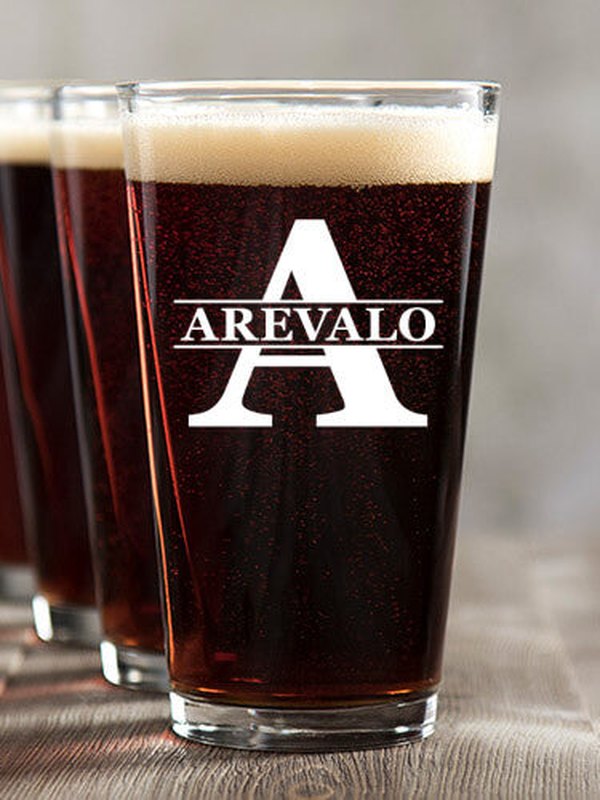 Family Monogram : Pint Glasses - Color Printed