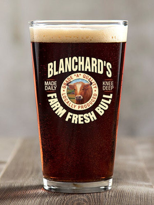 Farm Fresh Bull : Pint Glasses - Color Printed