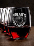 Farm Fresh Bull : Stemless Wine Glasses - Engraved