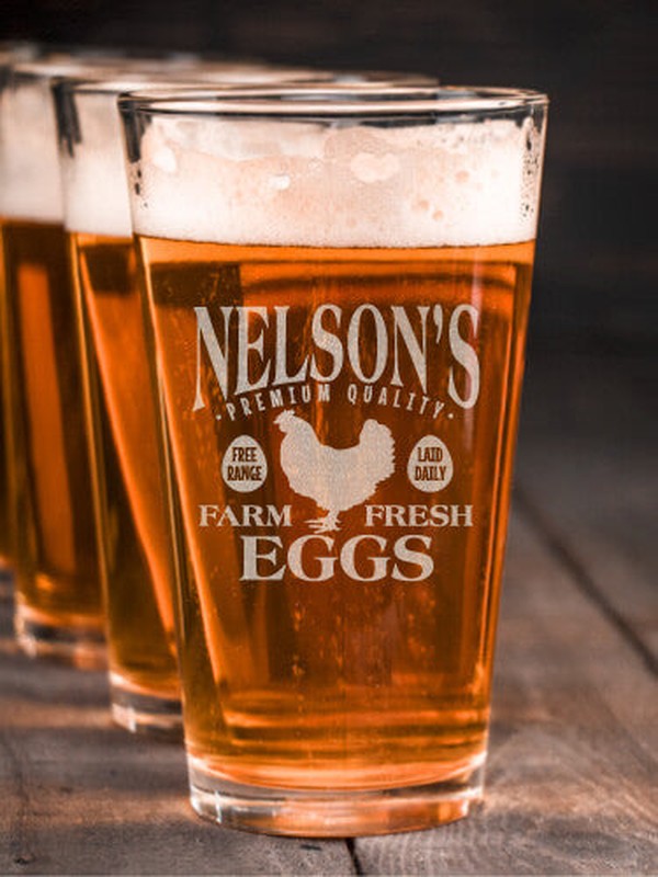 Farm Fresh Eggs : Pint Glasses - Engraved