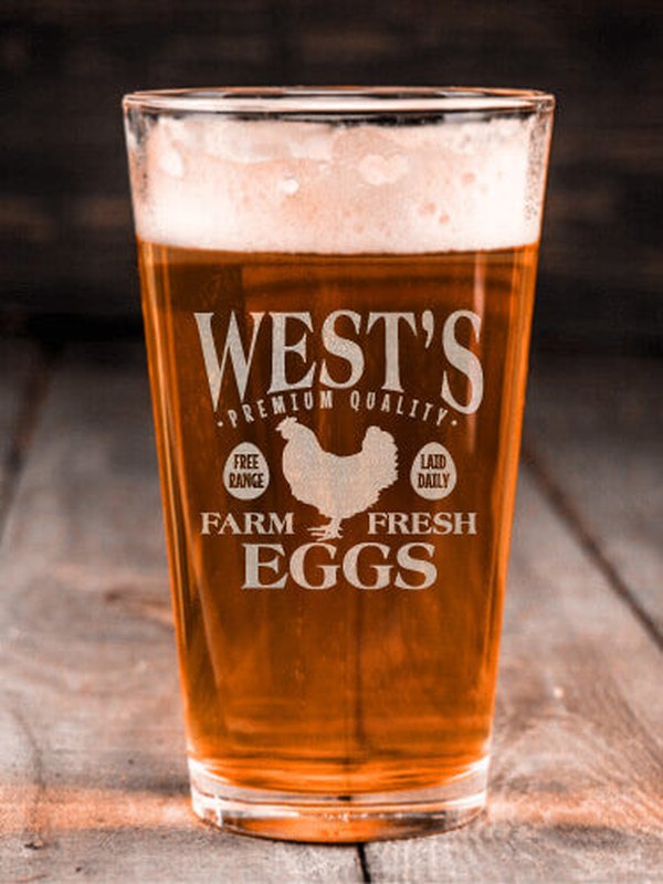Farm Fresh Eggs : Pint Glasses - Engraved