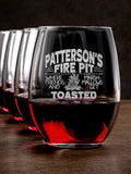 Fire Pit : Stemless Wine Glasses - Engraved