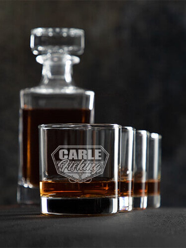 Fishing : Decanter Rocks Glass Gift Sets - Engraved