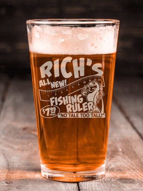 Fishing Ruler : Pint Glasses - Engraved