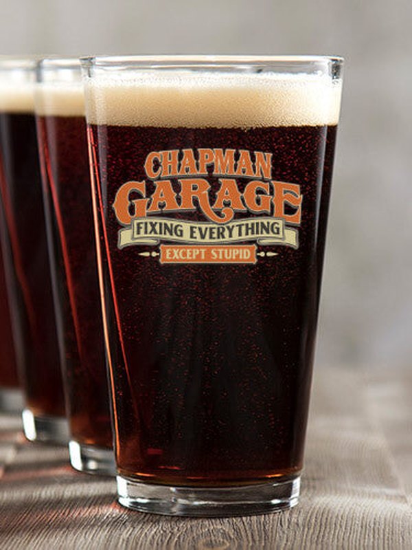 Fixing Everything Garage : Pint Glasses - Color Printed