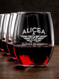 Flight School : Stemless Wine Glasses - Engraved