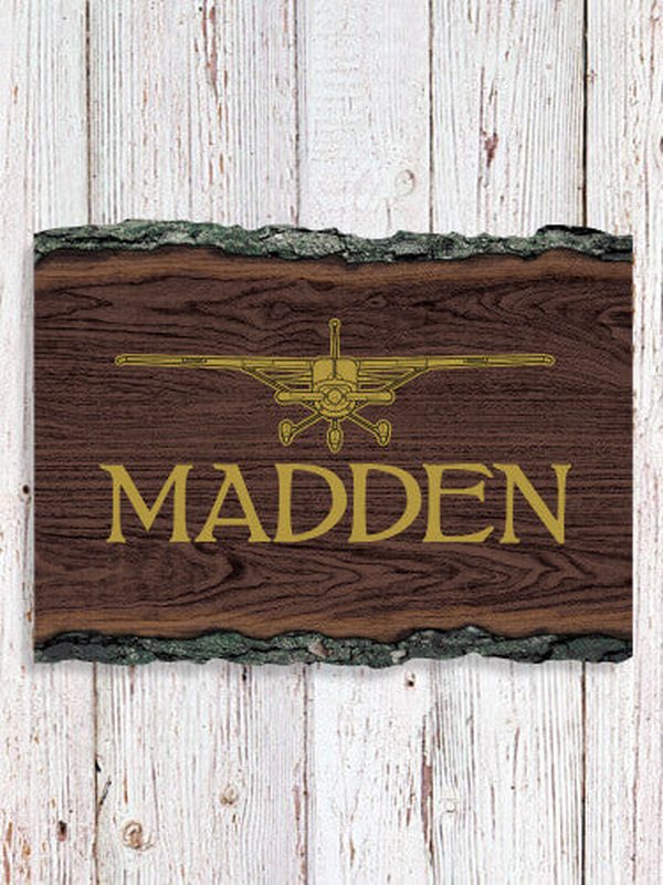 Airplane : Faux Sliced Log Plaque