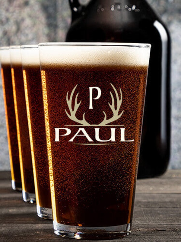 Antler Monogram : Growler Pint Glass Gift Sets - Color Printed