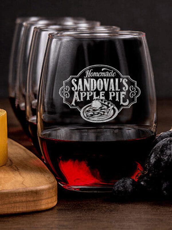 Apple Pie : Cheese Board Wine Glass Gift Sets - Engraved