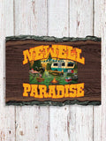 Camper's Paradise : Faux Sliced Log Plaque