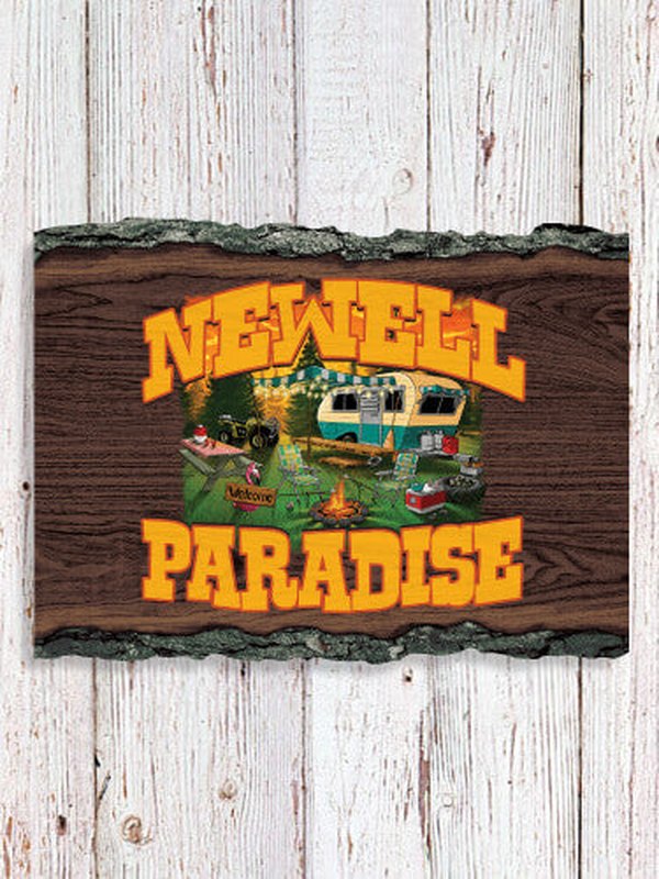 Camper's Paradise : Faux Sliced Log Plaque