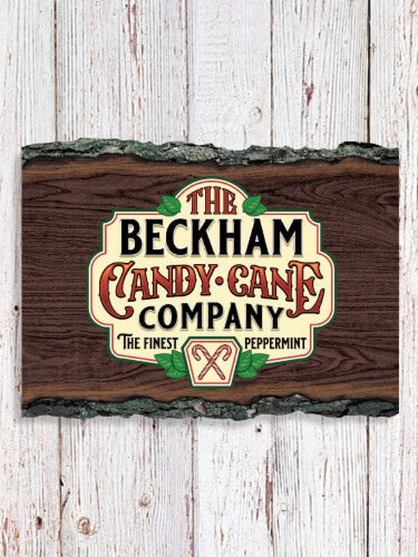 Candy Cane Company : Faux Sliced Log Plaque