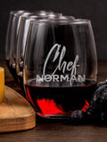 Chef : Cheese Board Wine Glass Gift Sets - Engraved