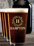 Christmas Monogram : Growler Pint Glass Gift Sets - Color Printed