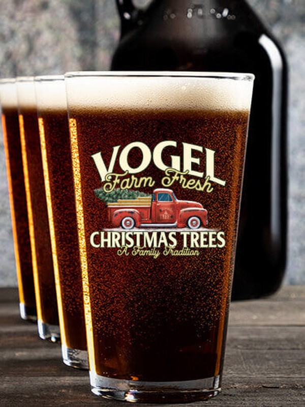 Christmas Tree Farm : Growler Pint Glass Gift Sets - Color Printed