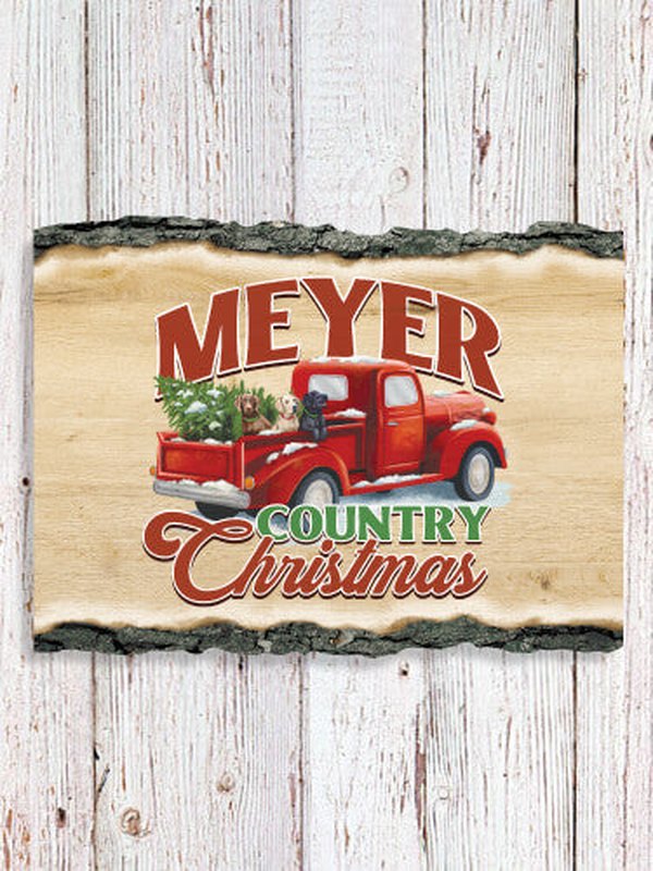 Country Christmas : Faux Sliced Log Plaque