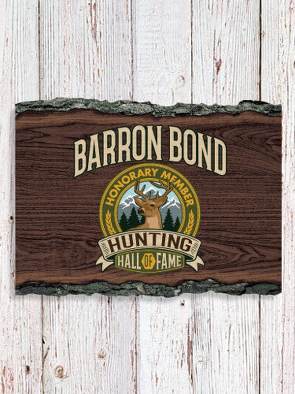 Deer Hunting Hall Of Fame : Faux Sliced Log Plaque