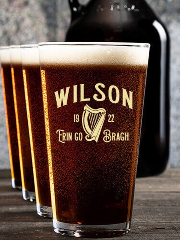 Erin Go Bragh : Growler Pint Glass Gift Sets - Color Printed