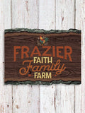 Faith Family Farm : Faux Sliced Log Plaque
