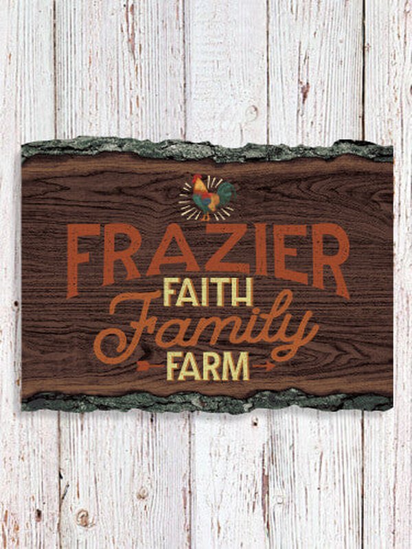 Faith Family Farm : Faux Sliced Log Plaque