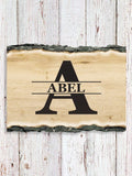 Family Monogram : Faux Sliced Log Plaque