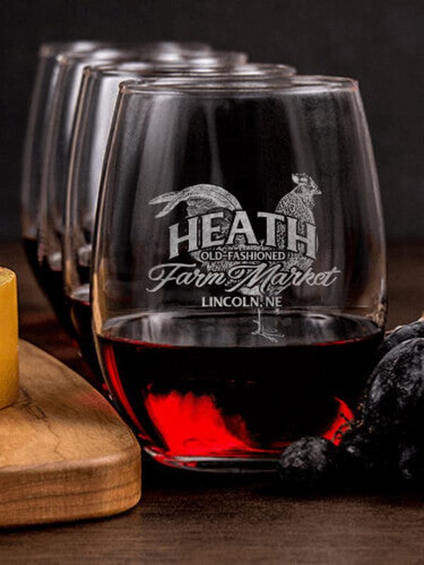 Farm Market : Cheese Board Wine Glass Gift Sets - Engraved